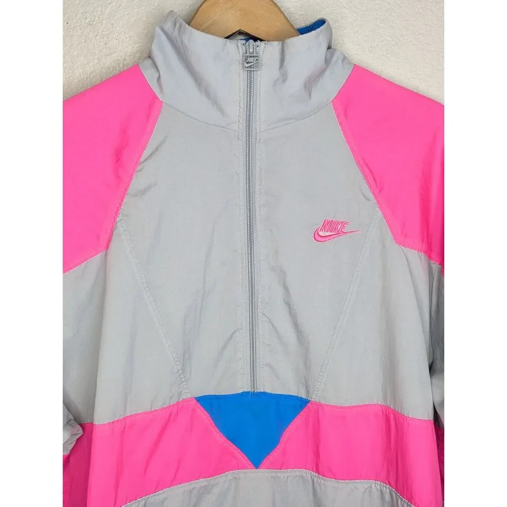 Nike Vaporwave Windbreaker Jacket Mens Medium Zip Gray Pink AJ2299-012 Packable